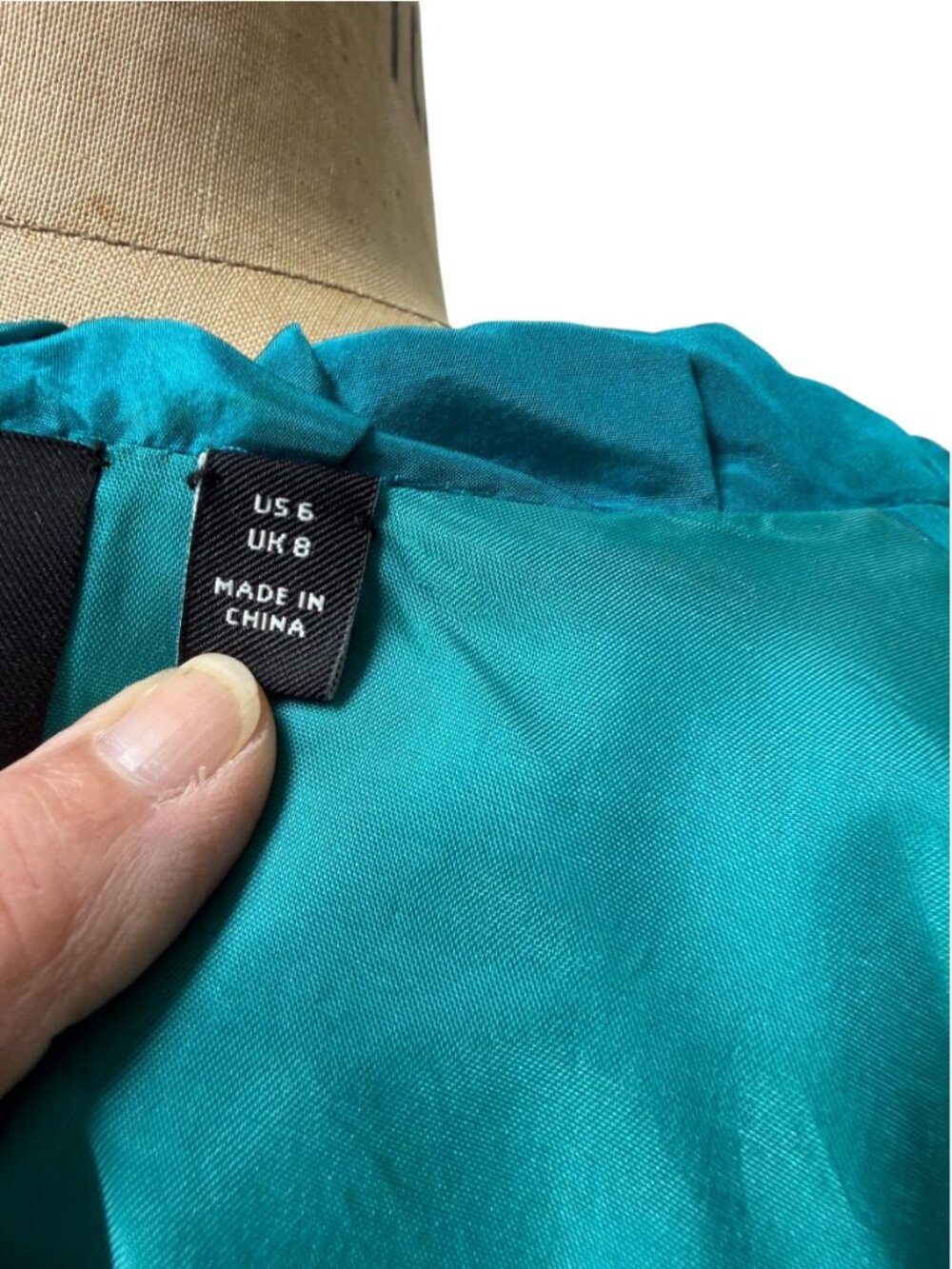 Vintage CARLISLE Teal Silk Dupioni Wrap Jacket /Evening Blouse w/ Ruched Collar - Picture 11 of 11